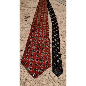 Tommy Hilfiger 100% Italian Silk Tie – Vintage 90s Bi-Color, Geometric Design